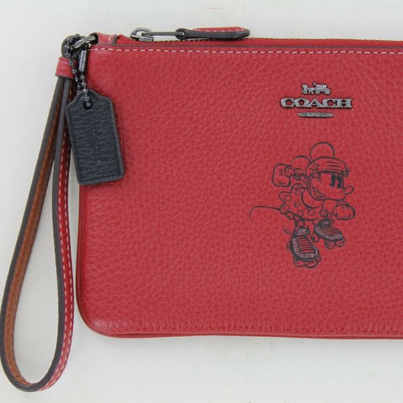 Coach Disney Minnie Mouse Wristlet - Red Leather - Picture 3 of 13